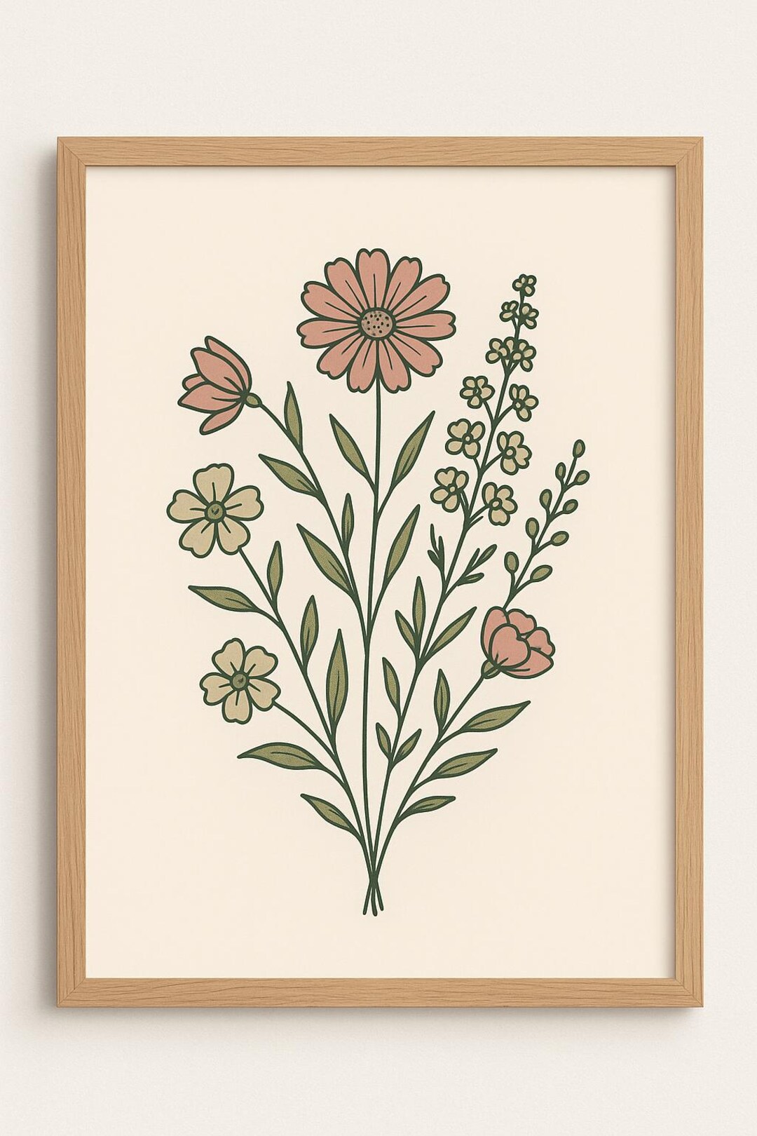 Cottagecore Wildflower Botanical Print – Vintage Digital Wall Art PNG ...
