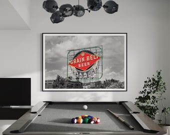 Grain Belt Sign | Neon Beer Sign | Twin Cities Artwork | Minneapolis MN Photo | Metallic Paper Print | Minnesota Wall Art | Mpls Fine Art