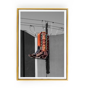 Heritage Boot Co | Neon Sign Photo Print | Gallery Wall Art | Austin Texas Photo | Boot Store Photo | Metal Photo Print | Austin Gift