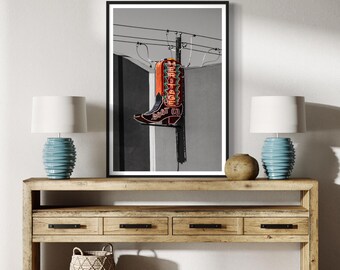 Heritage Boot Co | Neon Sign Photo Print | Gallery Wall Art | Austin Texas Photo | Boot Store Photo | Metallic Photo Print | Austin Print
