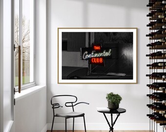 Continental Club Sign | Metallic Paper Print | Austin Live Music | Vintage Neon Sign | Austin Photo | ATX Art | Texas Wall Art | Austin Gift