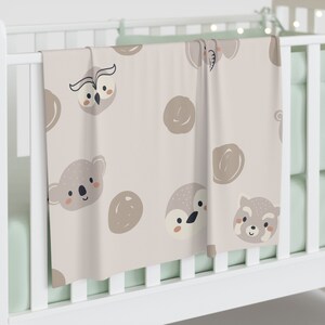 Boho Baby Swaddle Blanket, Newborn Baby Swaddle Jersey Blanket, Coming Home Baby Outfit, Hospital Photo Receiving Blanket, Boho Bear Animal