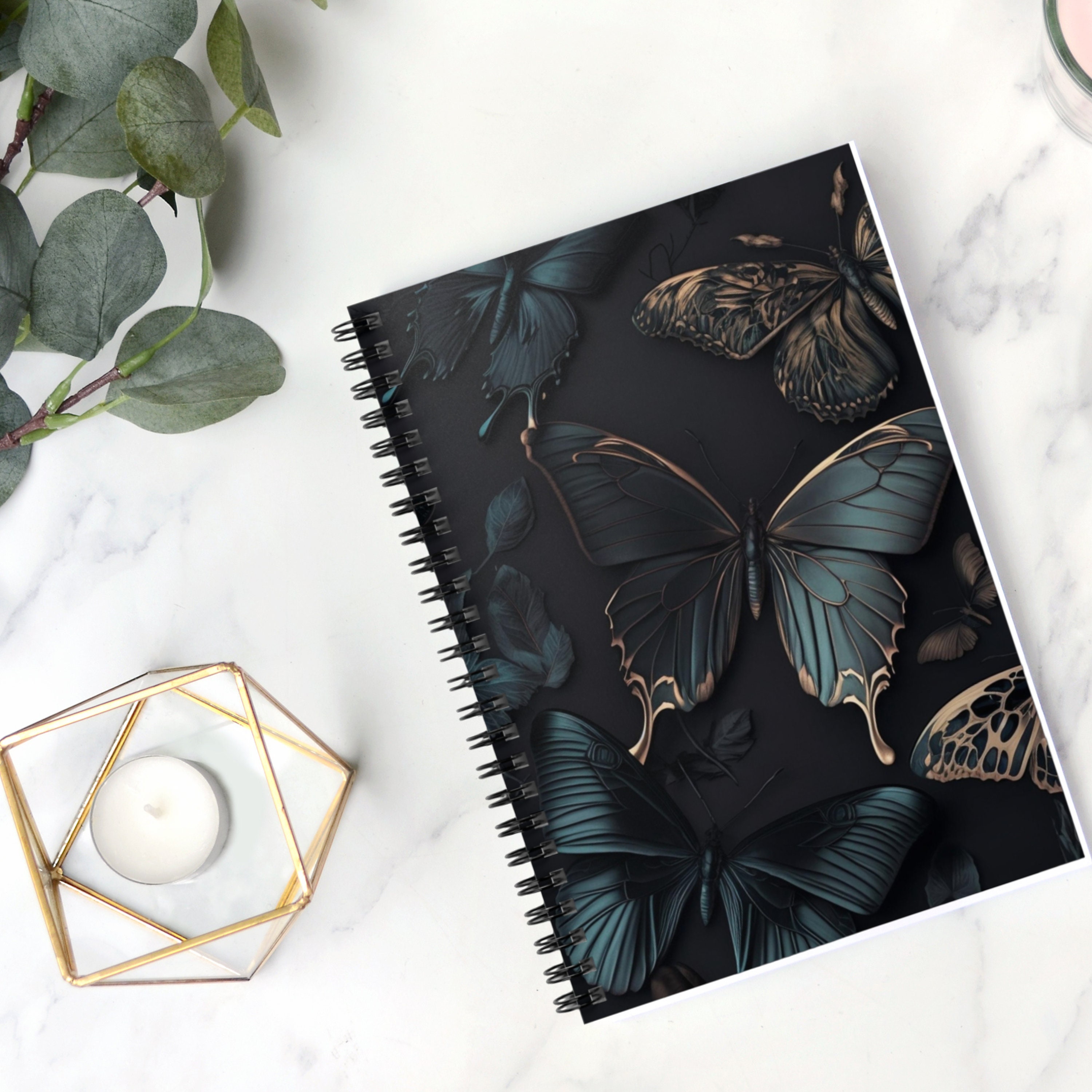 Dark Whimsigoth Butterfly Spiral Bound Notebook, Goth Butterfly Journal ...