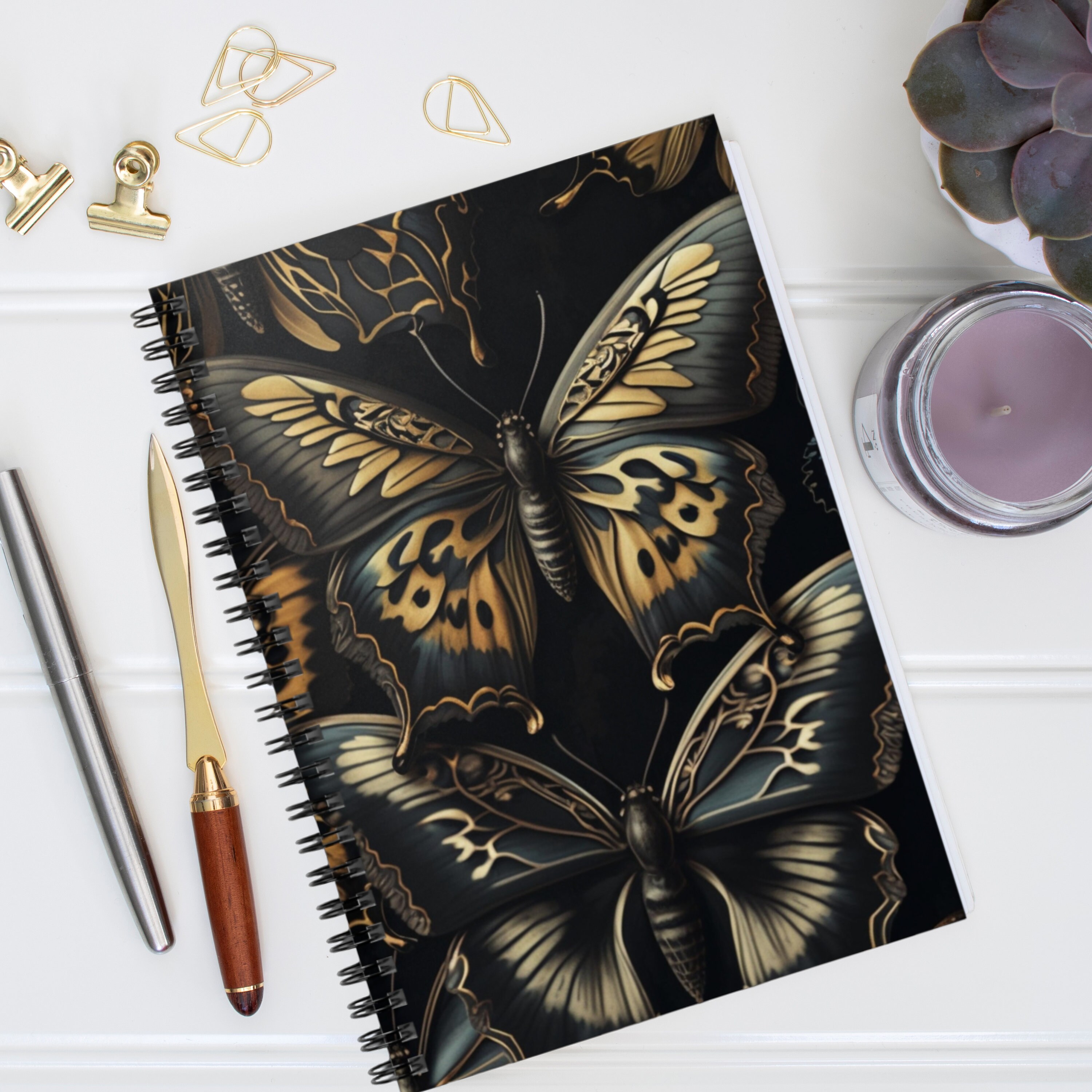 Dark Whimsigoth Butterfly Spiral Bound Notebook, Goth Butterfly Journal ...