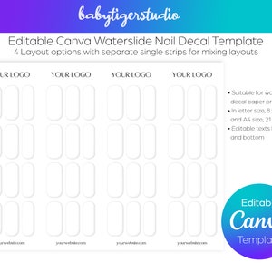 NEW Editable CANVA Waterslide nail decal templates for - Etsy.de