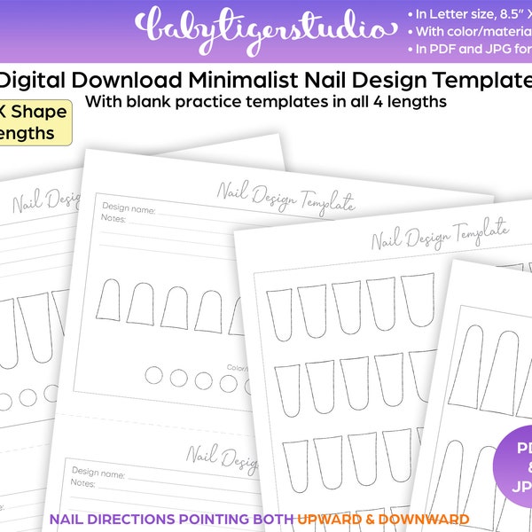 NEW!! DUCK shaped nails Instant Download Printable nail design & practice templates