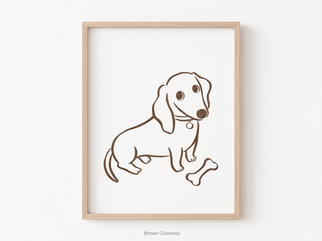 Printable Dachshund Wall Art, Cute Sausage Dog Wall Art, Minimalist