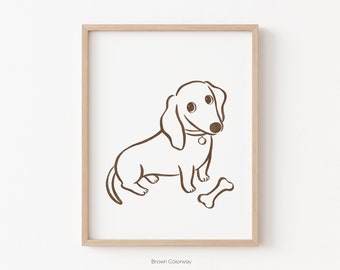 Printable Dachshund Wall Art, Cute Sausage Dog Wall Art, Minimalist Dachshund Wall Decor, Sausage Dog Print