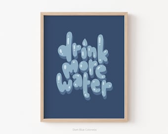 Drink meer water afdrukbare muurkunst, water drinken muurkunst, muurkunst voor kantoor pauzeruimte, zelfzorg muurkunst