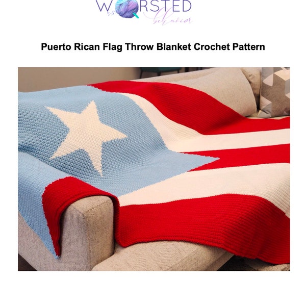 Puerto Rican Flag Throw Blanket Crochet Pattern