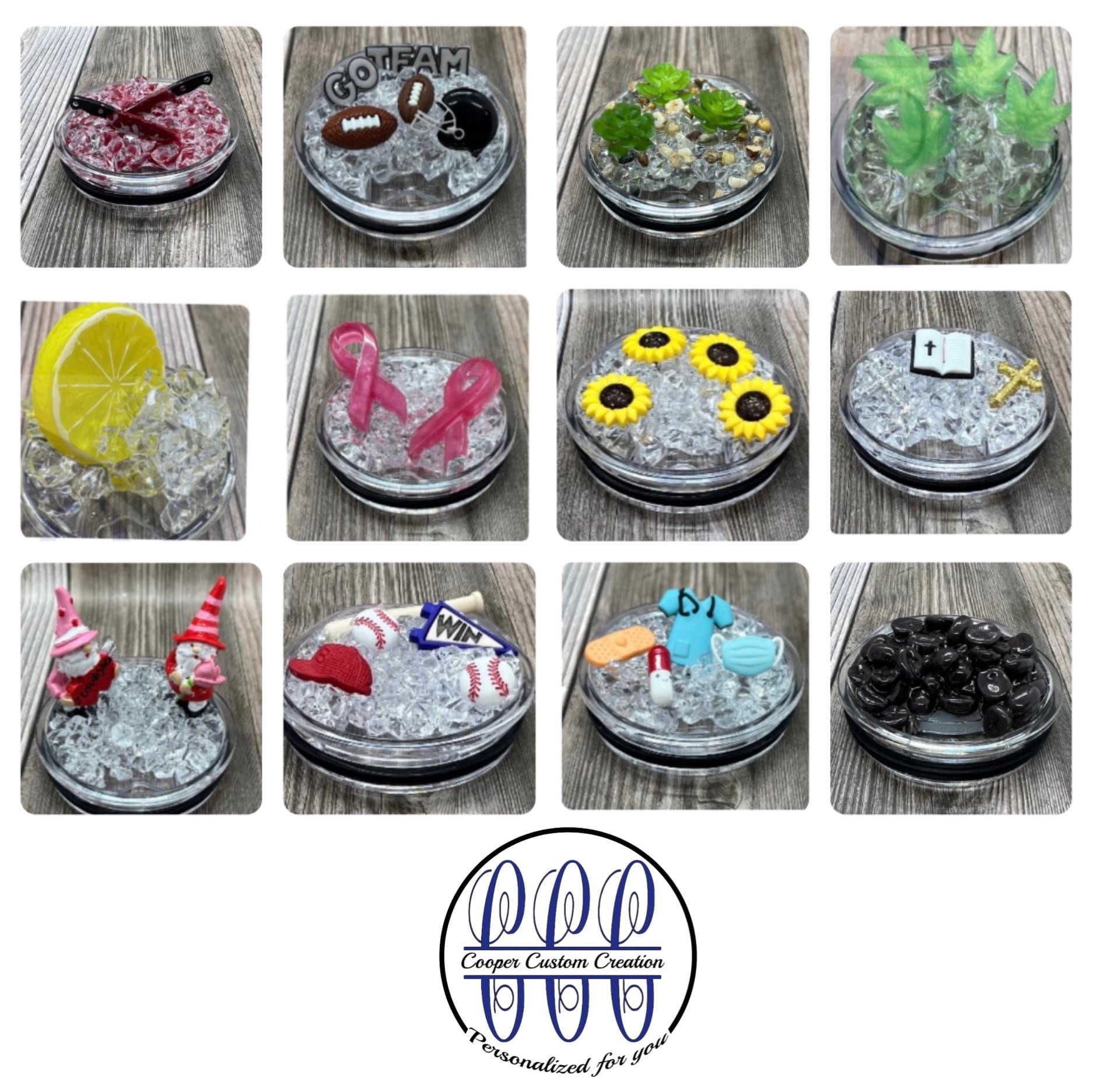 Tumbler Toppers / Bloody Knife Topper / Faux Ice and Lemon Topper