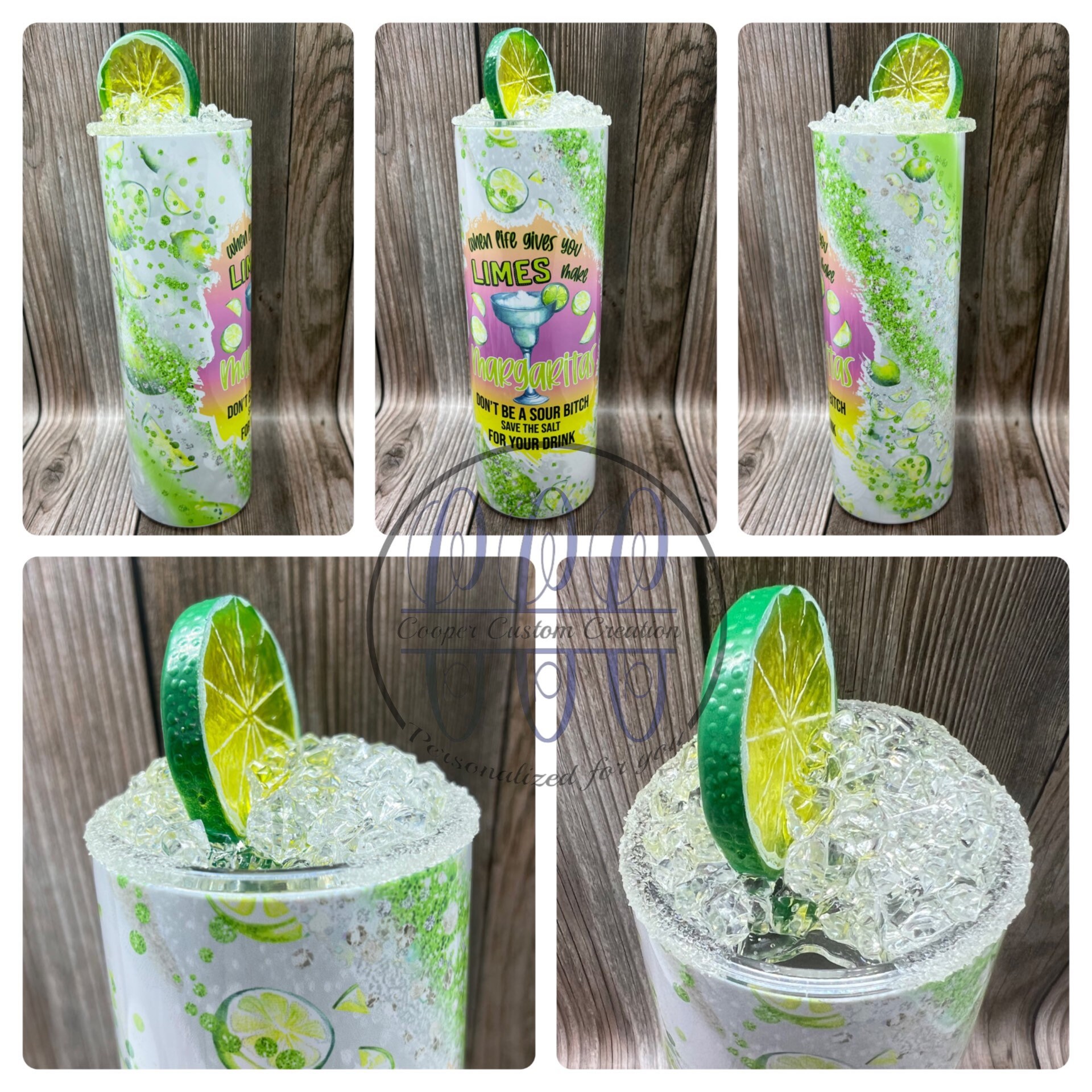 When life gives you limes tumbler / lime tumbler / faux glitter tumbler / colorful / margaritas tumbler