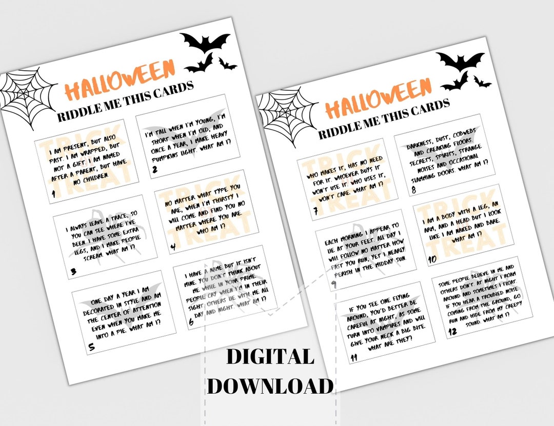 HALLOWEEN RIDDLE Printable Halloween Riddle Me This Game Etsy