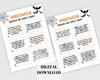 INSTANT DOWNLOAD: Printable Halloween Riddle Game, Printable Game for Kids Halloween Party, Halloween Party Games, Halloween Classroom