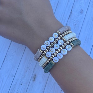 Heishi Bracelet with Custom Wording | Stacking Bracelet | Heishi Bracelet | Clay Bead Bracelet | Gift for Mom | Gift for Kids