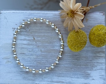 Mixed Metal Bracelet: Gold Filled and Silver Stacking Bracelet