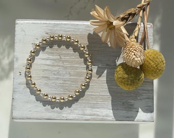 Mixed Metal Beaded Bracelet: Gold Filled and Silver Stacking Bracelet