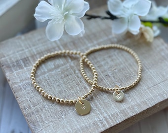 14K Gold Filled Heart Charm Bracelet | Gold Bead Bracelet | Stacking Bracelet | Gift for Women | Gift for Mom | Valentine's Day Gift