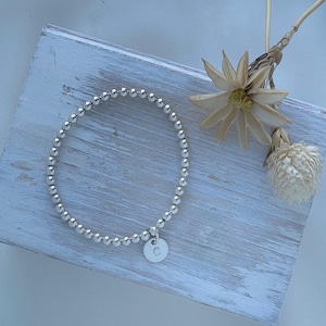 Sterling Silver Petite Initial Charm Bracelet | Silver Bracelet | Stacking Bracelet | Gift for Women | Gift for Mom