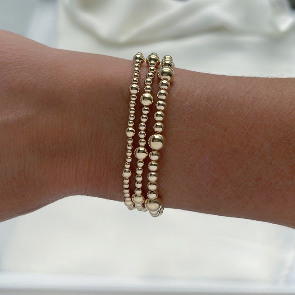 Beaded Bracelet Gold Filled Stacking Bracelet Minimalist Jewelry Waterproof Jewelry for Women