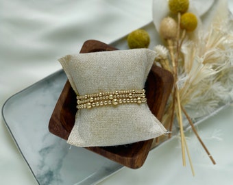 Gold Filled Beaded Bracelet: Minimalist Waterproof Jewelry, Stacking Bracelet