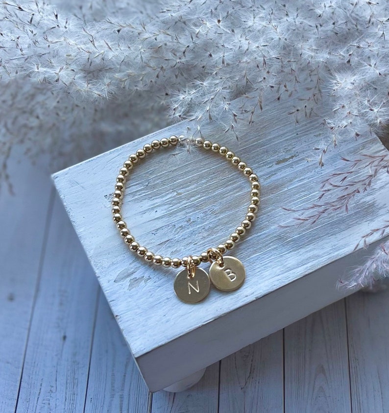 14K Gold Filled Initial Charm Bracelet Personalized Gold Etsy