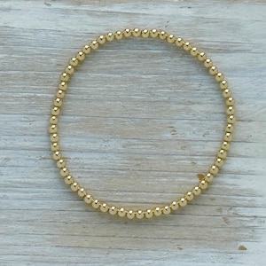 3mm Gold Filled Beaded Stacking Bracelet: Minimalist Waterproof Bracelet