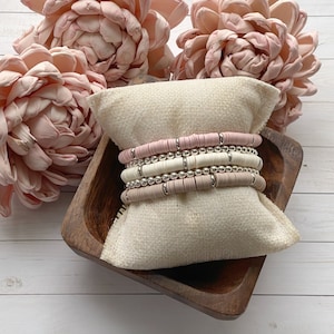 Heishi Bracelet with Silver Accents | Stacking Bracelet | Heishi Bracelet | Clay Bead Bracelet | Gift for Women or Girls
