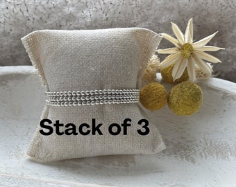 Sterling Silver Beaded Bracelet Set: 3mm Petite Stacking Bracelets