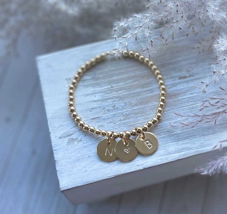 14K Gold Filled Initial Charm Bracelet Personalized Gold Etsy