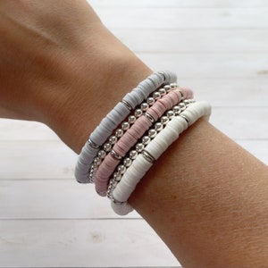 Bracelet with Silver Accents | Stacking Bracelet | Heishi Bracelet | Gift for Women or Girls