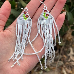 Hand Beaded Flower Earrings