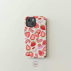 Juicy STRAWBERRY Shortcake, Berry Dessert Phone Case, iPhone 16 15 14 13 12 11 Pro Max Mini XR XS X Plus, Samsung Galaxy Ultra, Google Pixel