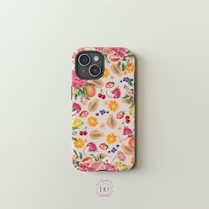 FRUITY FLOWER Phone Case, Summer Fruits, iPhone 16 15 14 13 12 11 Pro Max Mini xr xs x Plus, Samsung Galaxy S24 S23 S22, Google Pixel 9 Pro