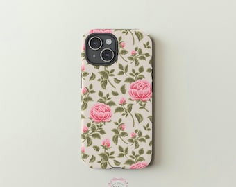 Custodia per telefono con motivo floreale vintage a forma di rosa, giardino di rose rosse, motivo floreale, regalo per giardiniere, iPhone 17 16 15 14 13, Samsung Galaxy 25, Google Pixel 9