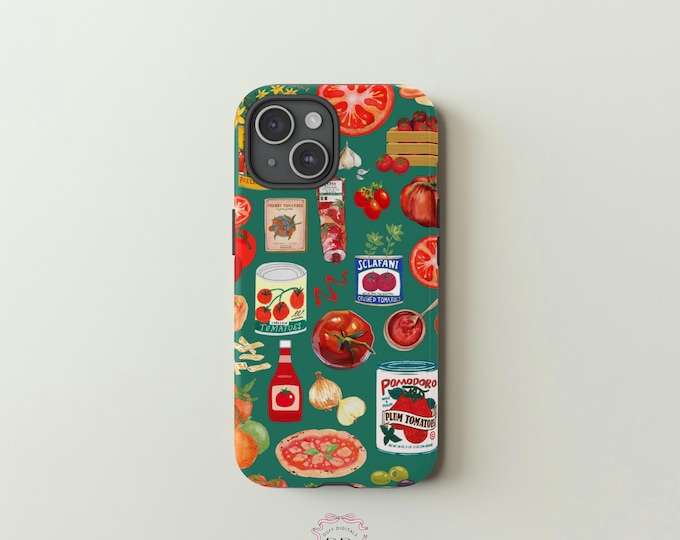 POMODORO Green Collage Phone Case, Tomato Girl Aesthetic, iPhone 16 15 14 13 12 11 Pro Max Mini, Samsung Galaxy S25 S24 Ultra, Google Pixel