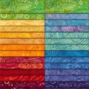 Wilmington Color Splash Vibrant Colorful Batik Fabric Strips for Quilting and Crafting, 2.5 Inch Pack of 40