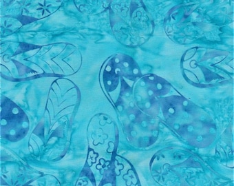 Batik Textiles Flip Flops Beach Sandals Cotton Fabric Blue Tonal 4814 BTY Coastal
