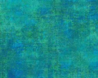 May include: Abstract teal and green textured fabric with a subtle distressed look. The fabric has a slightly rough texture and a faded appearance.