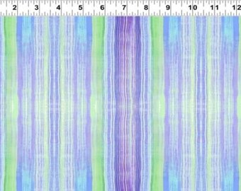 Clothworks Flower Shop Y302-27 Purple Stripe Cotton Fabric Designed By Jim Ishikawa BTY