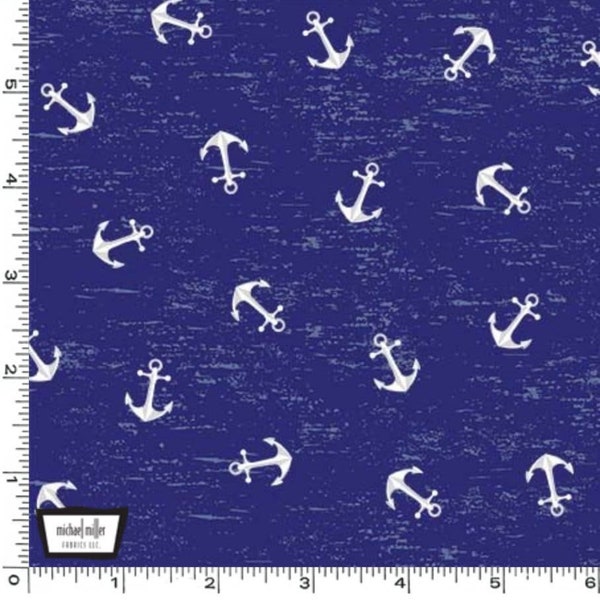 Vitamin Sea Collection Anchors Tied Down CX10304-INDI-D Michael Miller 100% Cotton Woven Fabric Nautical BTY