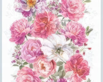 Blush Garden Fabric Panel Wilmington Prints Pink Gray Checked Top Bottom Border
