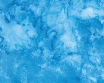 Hoffman Fabric Blue Azure 1895-1 Watercolor Batik Cotton Fabric Blender