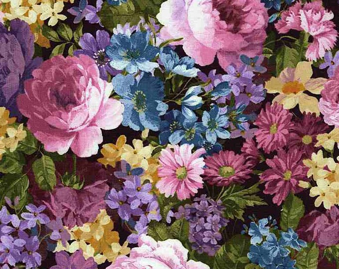 Timeless Treasures Master Piece Packed Medium Florals JT-C8497 Multi ...