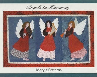 Engelen in harmonie muurquiltpatroon 13 X 19 Mary's patronen PA42