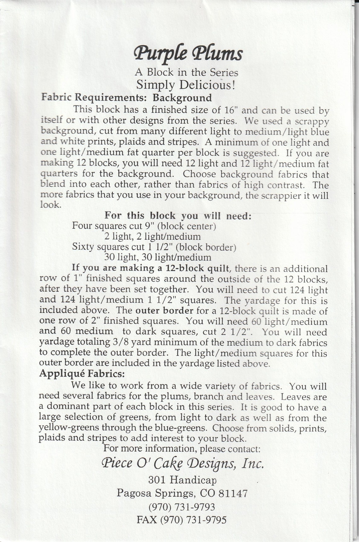 Purple Plums Simply Delicious Block of the Month Applique Kit Etsy