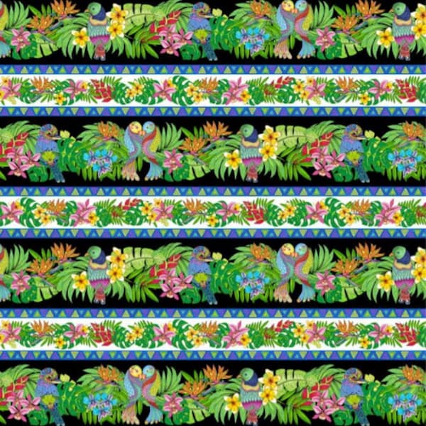Tropical Flair Repeating Stripe Multi Cotton Fabric Hello Angel Wilmington Prints 77657-914 BTY