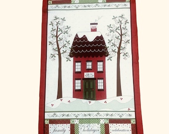 Pannello in tessuto di cotone natalizio Holly Hill, design per la casa delle feste