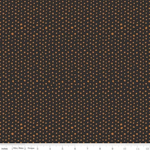 Halloween Asymmetrical Dots C11926 Orange Dots On Black Bad To The Bone Riley Blake BTY