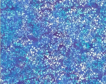 Hoffman Bali Batik Wisteria T2932-229 Blue Floral Cotton Fabric BTY